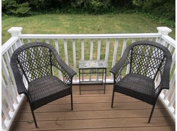 Patio Stackable Chairs & Small Table