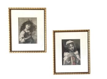 Pair Of Gypsy Girl Prints Framed & Matted