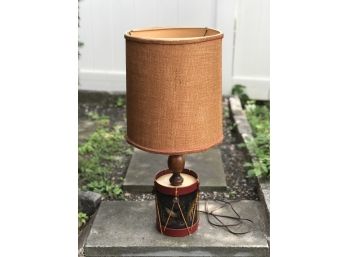 Drum Themed Table Lamp W Burlap Shade