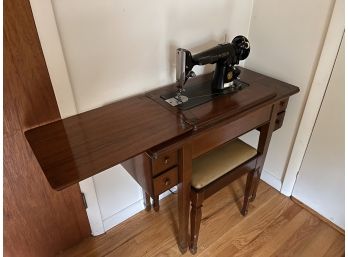 Amazing Singer Sewing Machine, Bernard Console Table And Stool