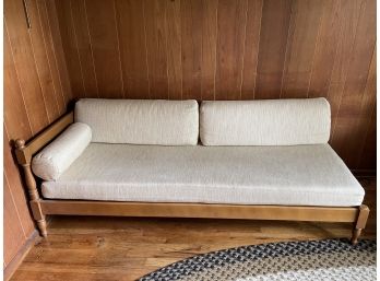 Mid Century Low Wood Daybed W  Bolster Pillow