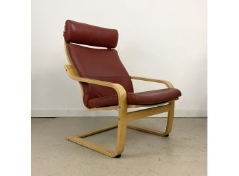 IKEA Poang Chair In Deep Red Leather