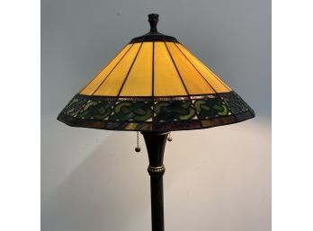 Metal Floor Lamp With Stained Glass Shade