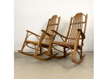 Charming Pair Of Adirondack Style Rocking Chairs