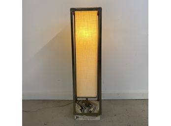 Vintage Floor Lamp In Chrome, Linen And Faux Marble