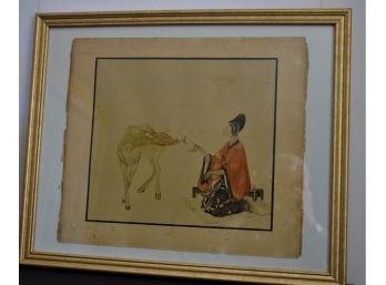 Print Woman And Deer