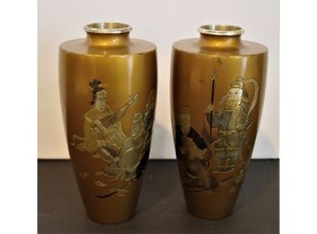 Pair Of Vintage Japanese Wine Bottles