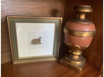 Lovely Vintage Bobwhite Signed Pen And Ink A.B. And Urn