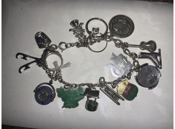 Beautiful Vintage Sterling Charm Bracelet W. Springfield HS Ring & More