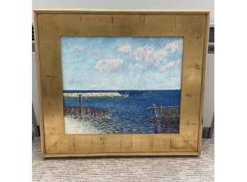 Beautiful Signed Oil Painting Of Dock ~ Robt DelRusso ~