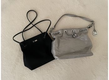 Michael Kors Silver Faux Gator And Nine West Handbags