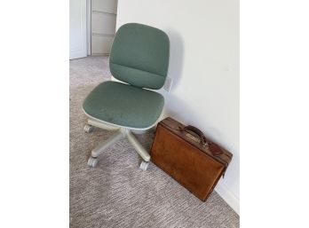 Vintage Office Chair And Old Hard Leather Hartman Briefcase