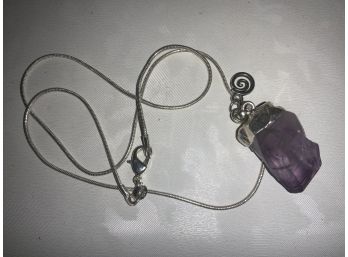 Amethyst And Sterling Pendant Necklace