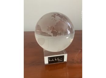 Beautiful Nicole Miller Crystal World Globe Paperweight