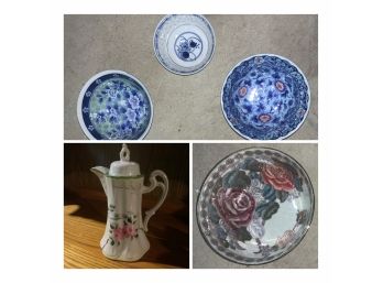 Nice Collection Of Asian Bowls And Coffeepot