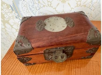 Vintage Rosewood And Brass Jewelry Box