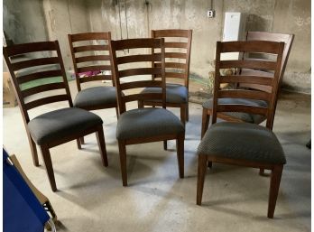 6 Quality Ladderback Chairs With Upsholstered Seats