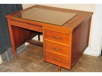 MCM Solid Wood Desk 41' X 29' X 29' With Glass Piece