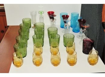 Colorful Mixed Glasses Lot 31 Pieces