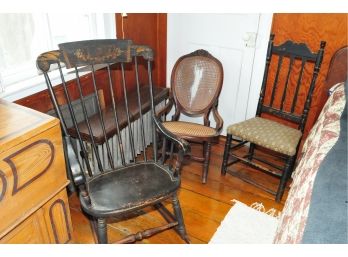 Antique Chair Lot, 2 Rocking Chairs, And A Chair