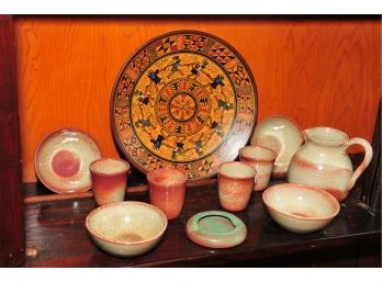 Pine Ridge Pottery By Woody Pitcher Cups Bowls Ashtray  Native Theme Plate