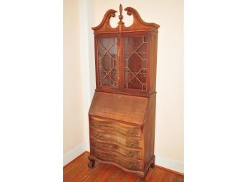 Drop Front Desk Secretary With Display Book Cabinet 30.5'x80' (top Of Finial) X 16'