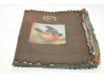 Unusual Fabric Scrapbook, Victorian Era, Date On Cover: 187? 12'x11.5'
