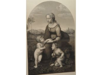 Virgin And Child With St.John The Baptist By Raphael Engraving Fine Detail Etching 1800s