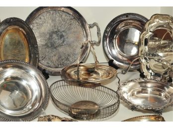 Silverplate Lot Platter And Dishes 16.5' To 3.25'