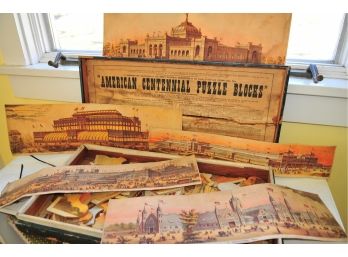 The Great American Centennial Exhibition 1876 Puzzle, Wood Pieces In Wood Box 22'x11.5'x3'