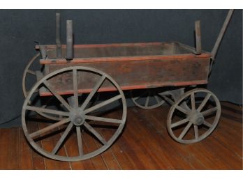 1880s Pull Wagon Kids 15'x32'x18 (40' Handle') 12' Front Wheel 18' Rear Wheel COOL Rare Some Original Paint