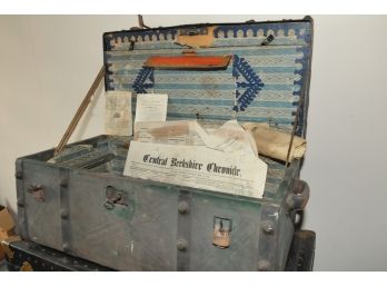 1880s Trunk W Key Newspapers Berkshires Patterns Trunk Had Been Locked Since The 1890s Found Key And Opened