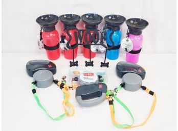 Doggie Assortment - Highwave AutoDogMugs, Wigzi Dual Retractable Leashes And Metal Wall Hook