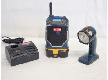 Ryobi Job Radio And Flashlight, Battery & Charger