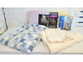 Bedding, Quilts, Pillow Shams & Three New Blankets