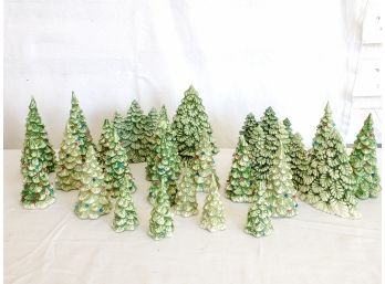 Pretty Grouping Of Ceramic Holiday Evergreen Trees