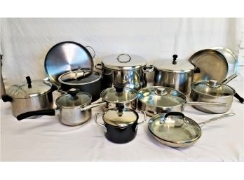 Stainless Steel Cookware Pots And Pans-T-Ffal,  Calphalon. Tools Of The Trade Basics,  INOX, Farberware & More