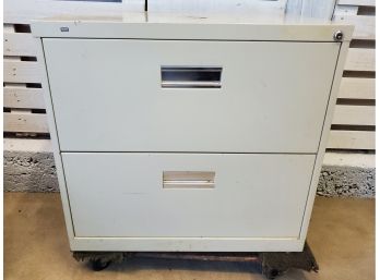 Legal Sized Beige Metal File Cabinet - No Keys