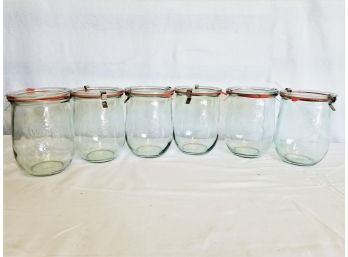 Six Weck 745-1 Liter Clear Tulip Canning Jars