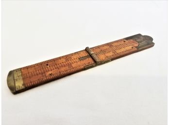 Vintage Brass & Boxwood  Caliper Pocket Sized Folding Ruler