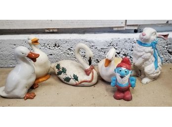 Outdoor Yard Smurf, Animals, Duck, Geese, Rabbit Ceramic Figurines