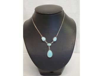 Lovely Vintage Sterling Silver 925 & Light Blue Stone Ladies Necklace
