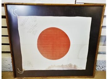 RARE World War II Japanese  Hinomaru Disk Of The Sun US Soldier Signed Capture Aviator Float Flag