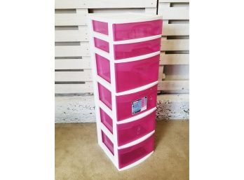 Sterilite Pink & White Six Drawer Storage Cart
