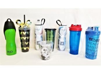 Eight Assorted Travel, Shaker & Sport Beverage Cups & Bottles
