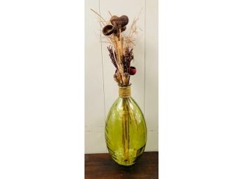 Large Glass Floor Vase With Dried Flowers