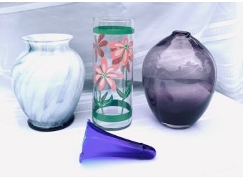 Assorted Colored Glassware Grouping - 4 Pieces