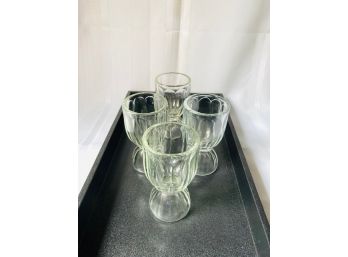 Set Of 4 Vintage Clear Glass Egg Cups