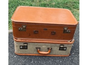 2 Vintage Hard-sided Suitcases