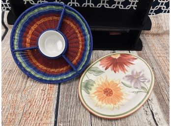 Vintage Dansk Platter And Chip And Dip Set